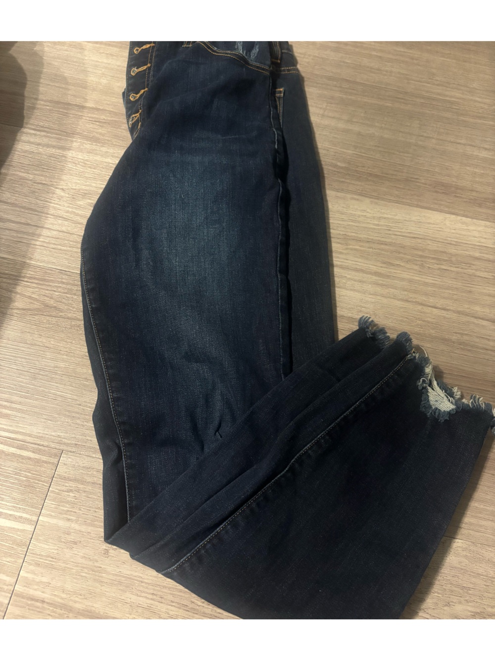 KanCan Dark Indigo Skinny Jeans with Raw Hem